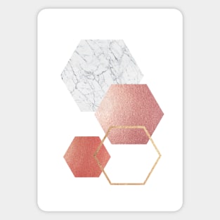 Geometric hexagon Modern wall art Pink/marble Sticker